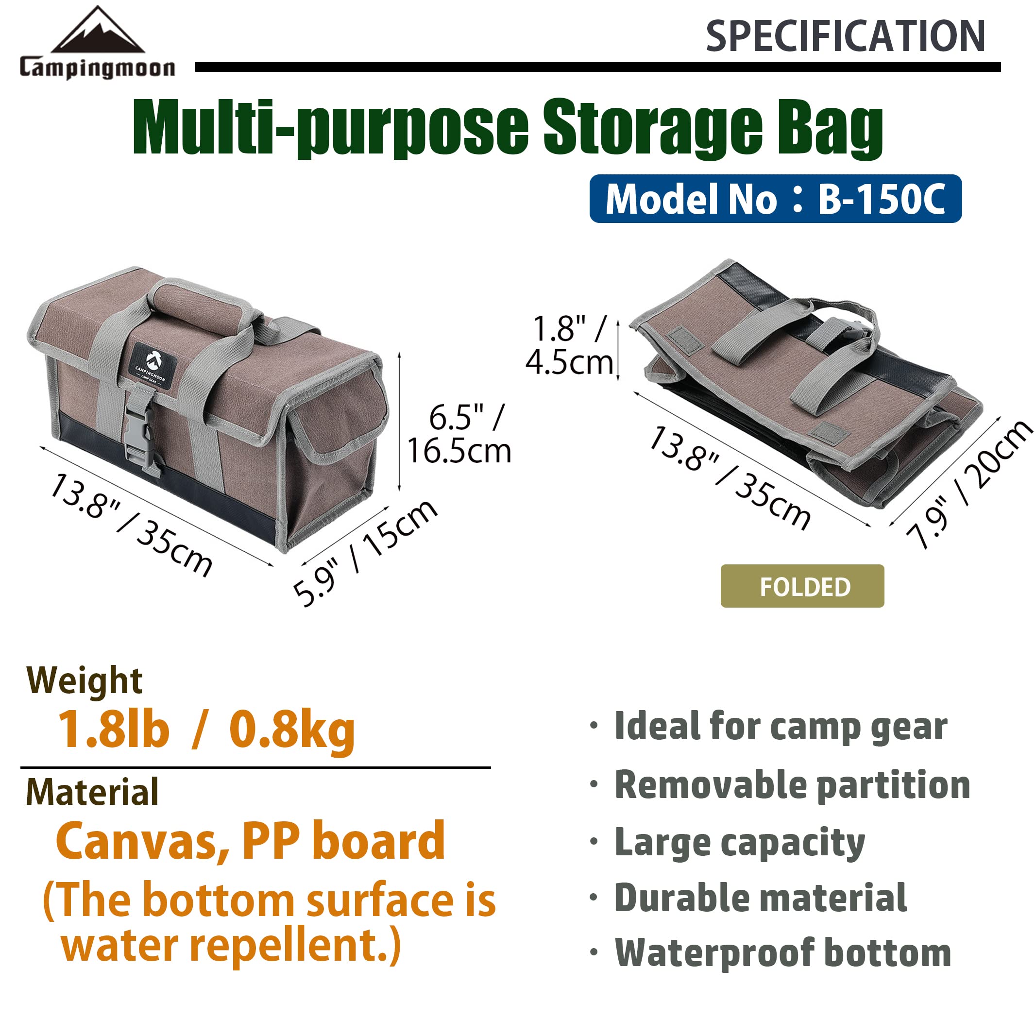Amazon.com : CAMPINGMOON 13.8-inch Bottom Waterproof Outdoor
